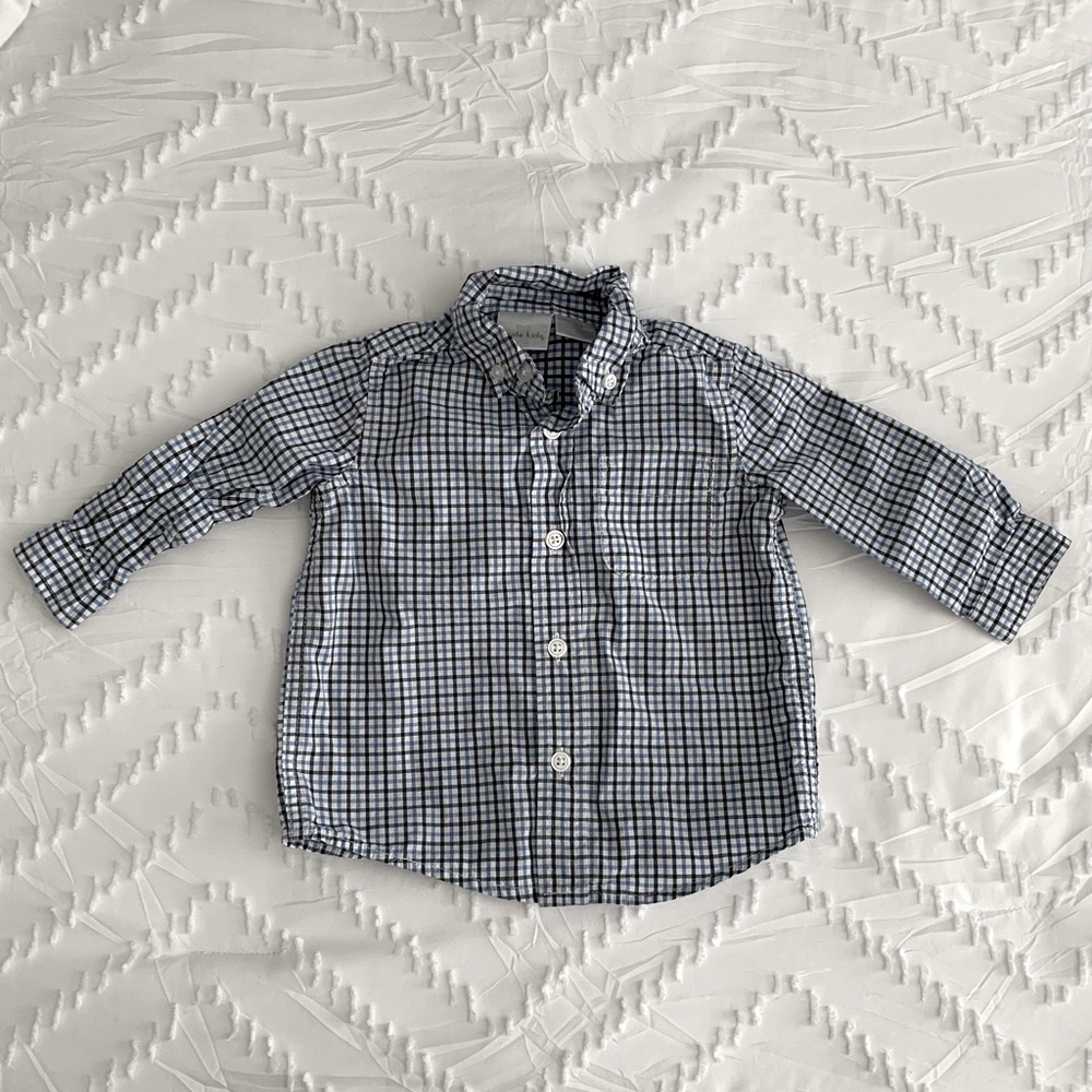 Blue Checkered Button Up Baby Boy Dress Shirt